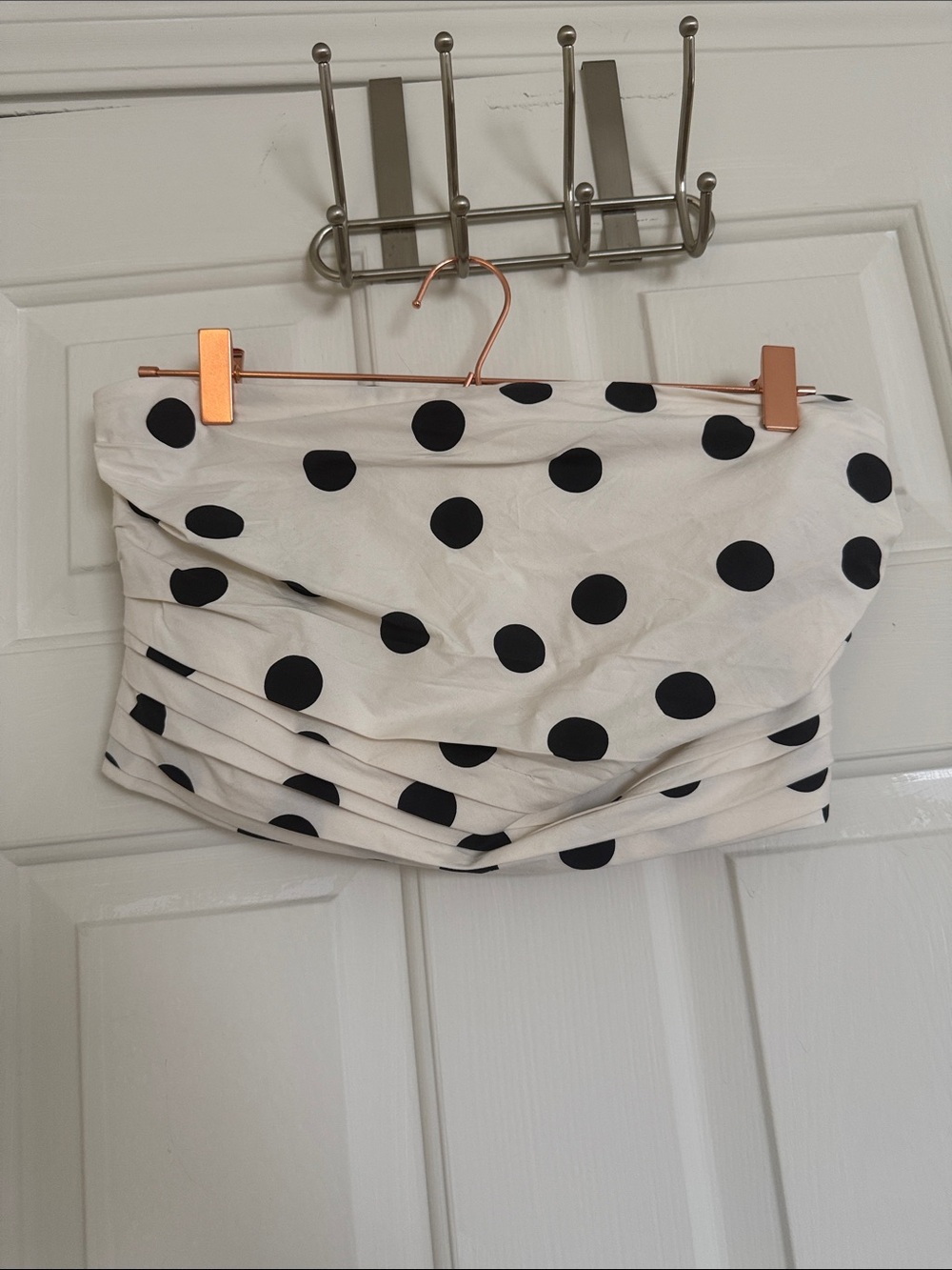 LOFT White Strapless Polka Dot Top